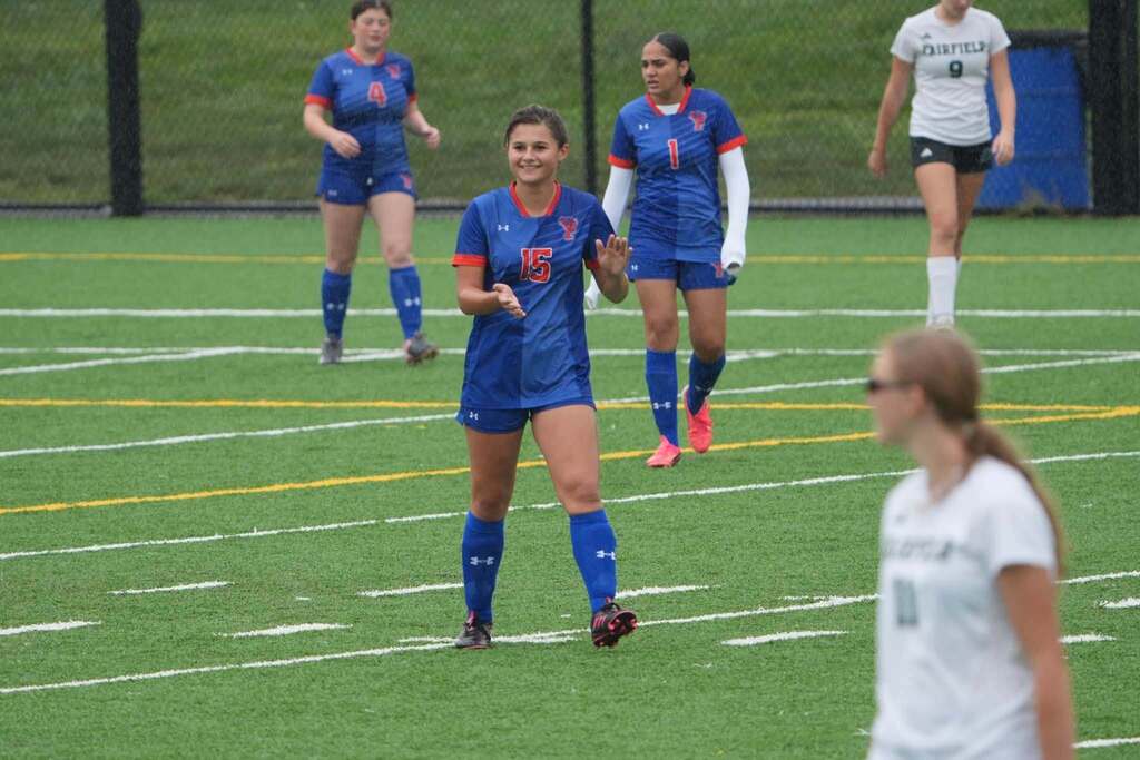 Our York High Girls Soccer team recently played against Fairfield outdoors on a field. 