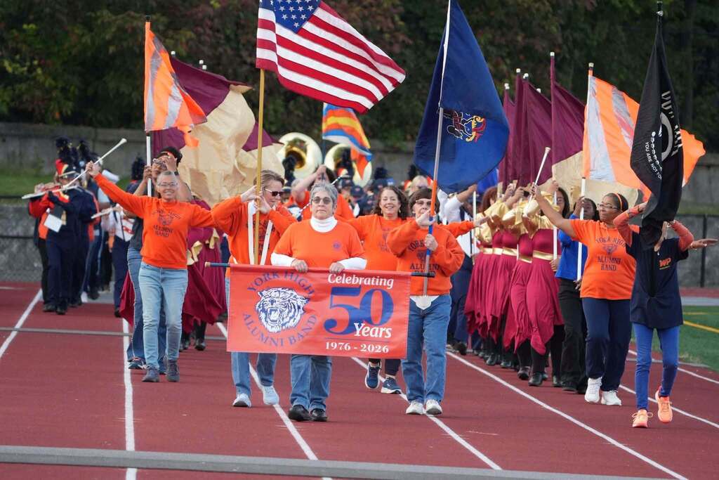 The William Penn Bearcat Marching Band, Middle School Bearcub Marching Band, and members of the York High Alumni Band recently performed at Band Night 2026.