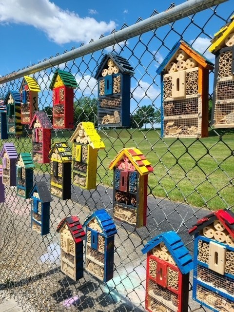 picture of student made pollinator houses