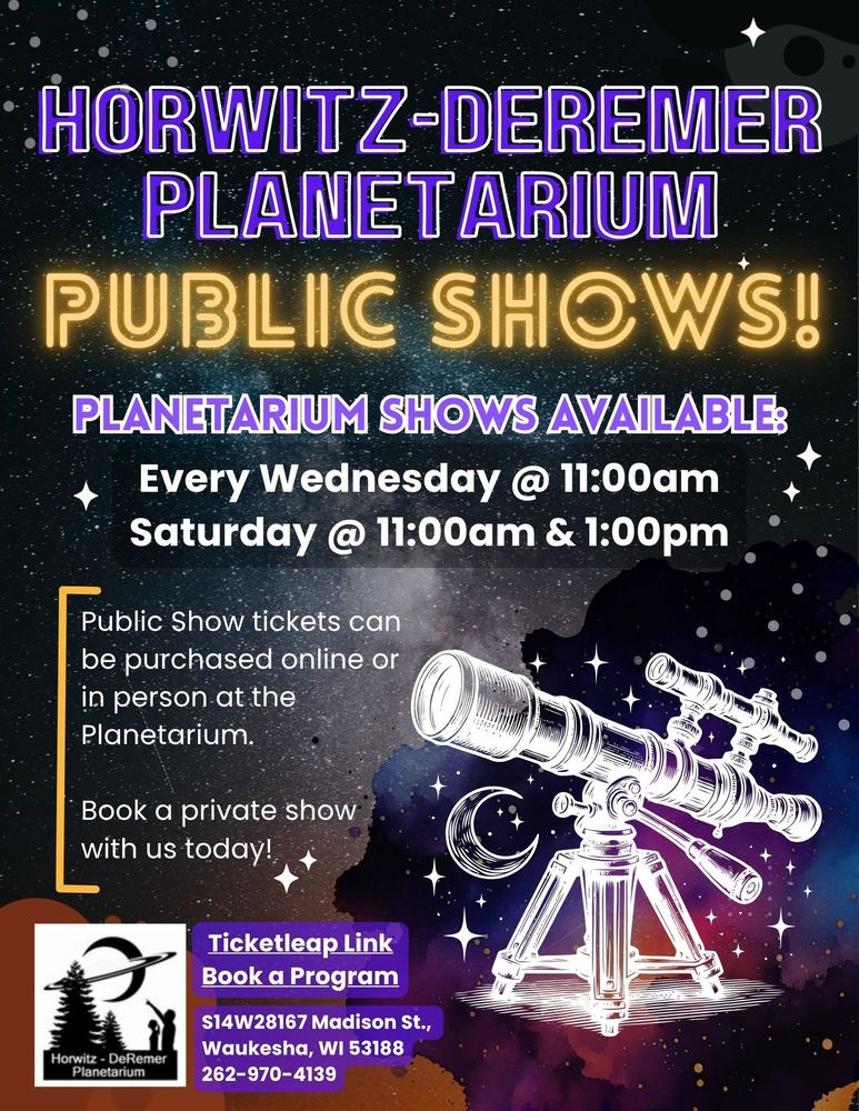 Horwitz-DeRemer Planetarium Public Show Schedule