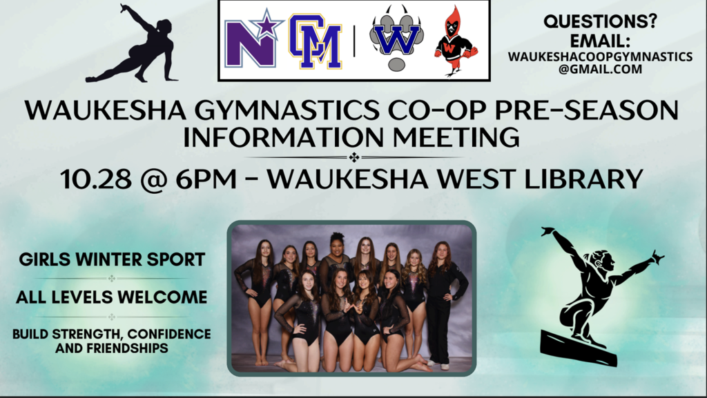 Gymnastics Info meeting info. 10/28 at West HS in the Library