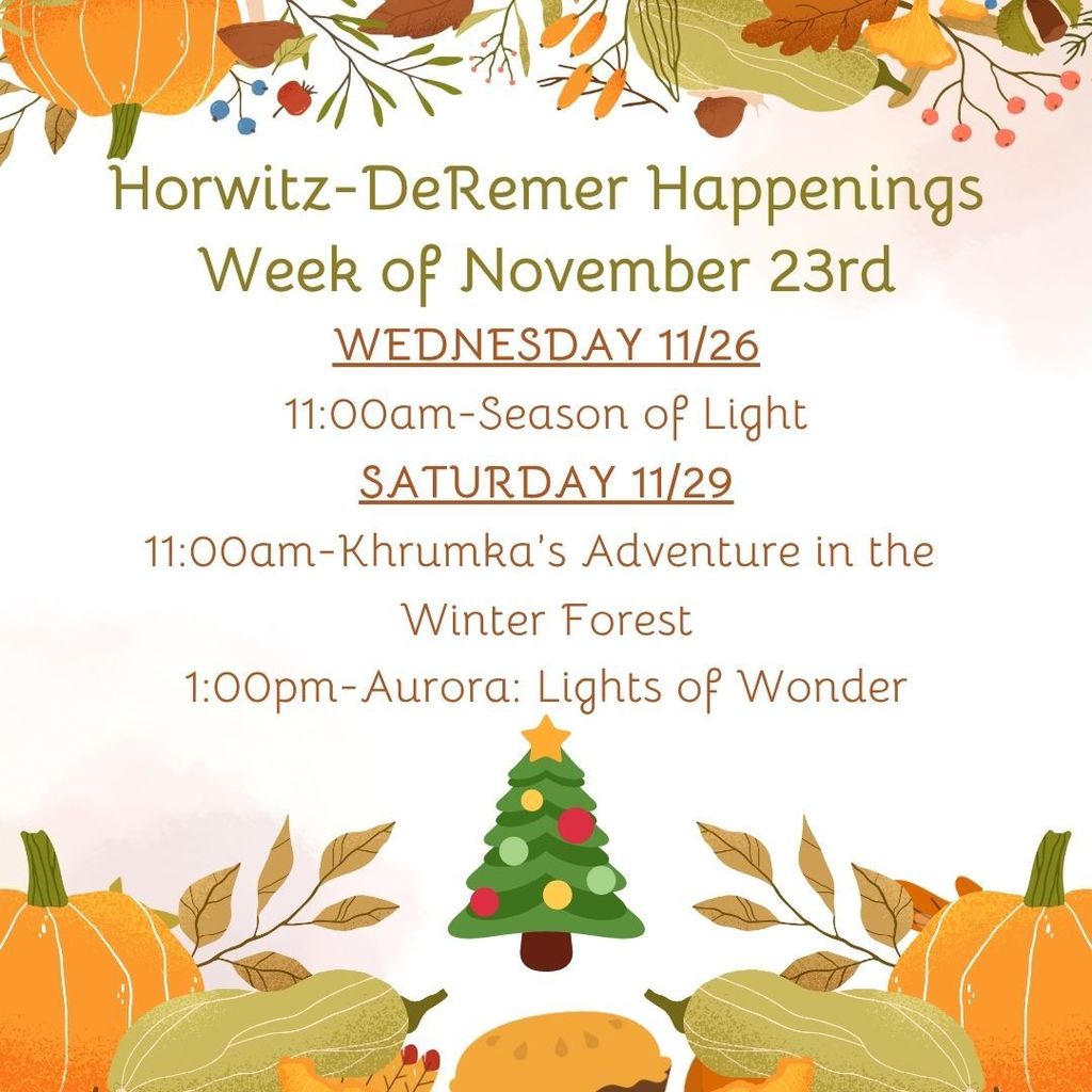 We're slowly getting into the holiday spirit this week!   If you plan on joining us for ""Season of Light"" on Wed., we strongly recommend purchasing your tickets ahead of time, as many kiddos are off of school Wednesday! Grab your seats at hdplanetarium.ticketleap.com