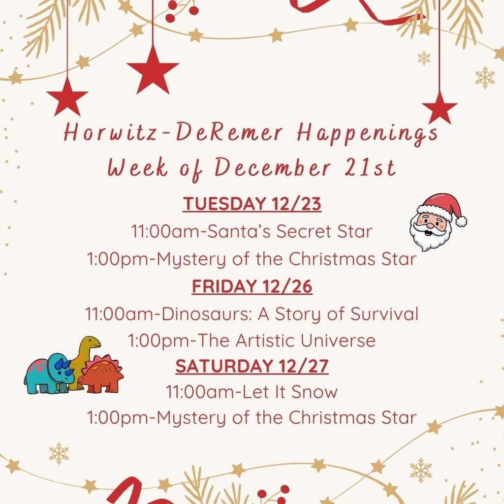 There's a few more opportunities for a little holiday cheer before Christmas arrives this week! Check out our shows and join us if you need a break under the stars!  Since kiddos are out of school this week, we do encourage purchasing tickets ahead of time for the next few weeks!  #wherethestarshangout