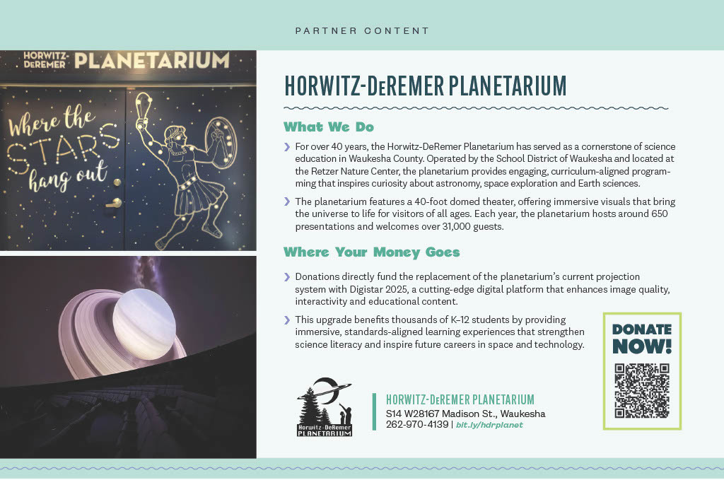 We’re excited to be featured in Milwaukee Magazine’s Give Back Profiles! 💫 Every contribution brings us closer to upgrading our dome and keeping the stars bright for our community. Thank you for helping us Don’t Let the Planetarium Go Dark! 🌟