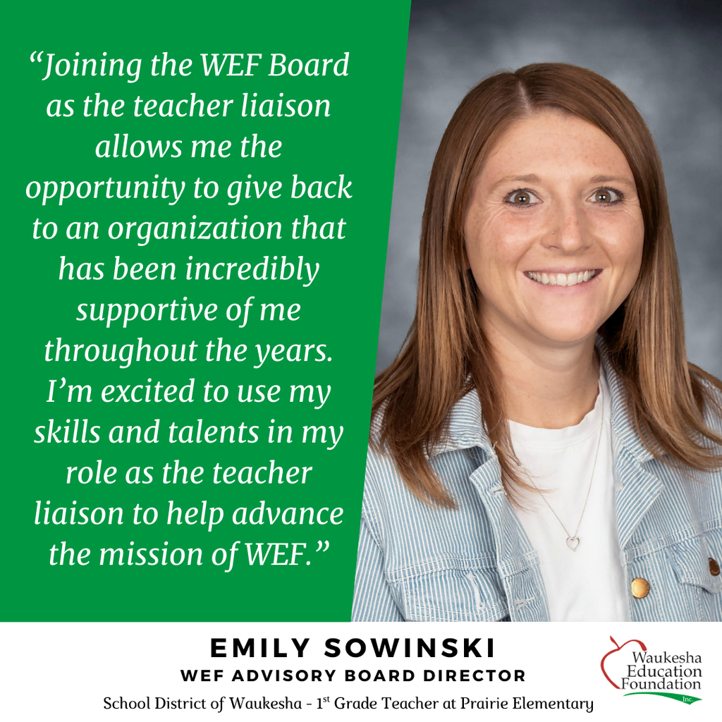 Welcome Emily Sowisnki  to the WEF board 
