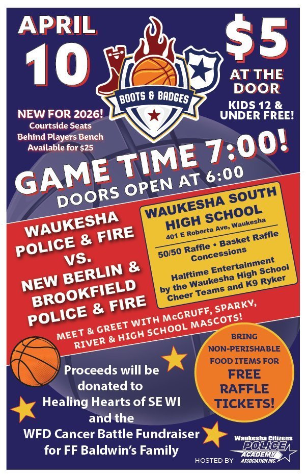 Poster for a basketball game between Waukesha South and New Berlin, with ticket prices, date, and time.