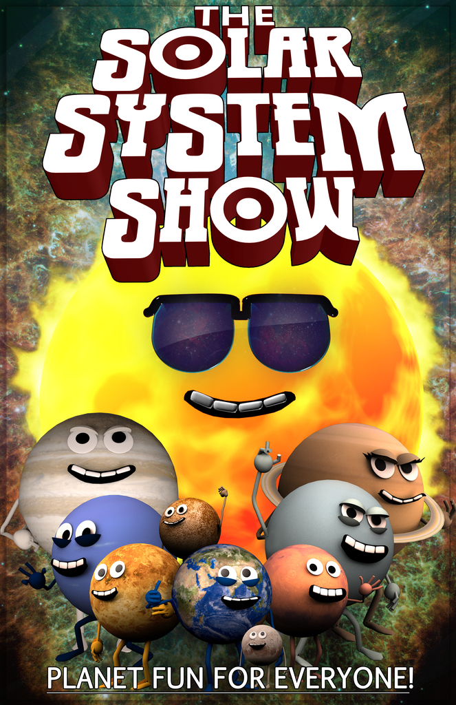 Cover of "The Solar System Show" shows a smiling sun and planets with faces, each with different expressions.