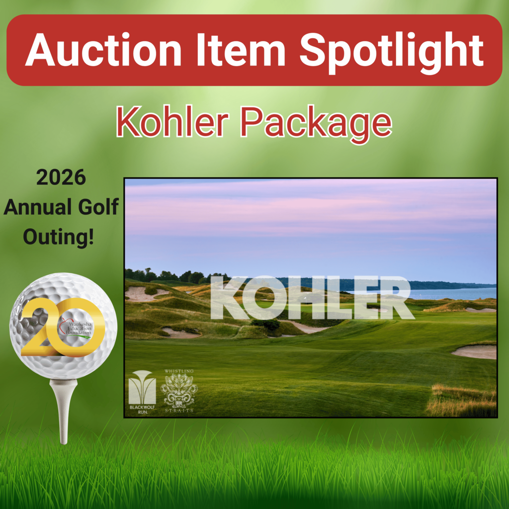 Golf advertisement features a Kohler package, with a golf ball on a tee, and a golf course image.