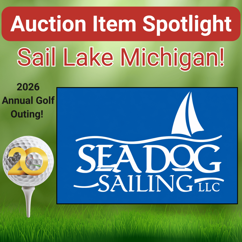 An advertisement for the 2026 Annual Golf Outing by Sea Dog Sailing LLC. A golf ball and a sailboat logo on a blue background.
