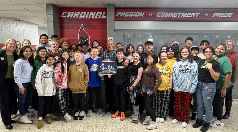 James Boling and his students celebrate his award