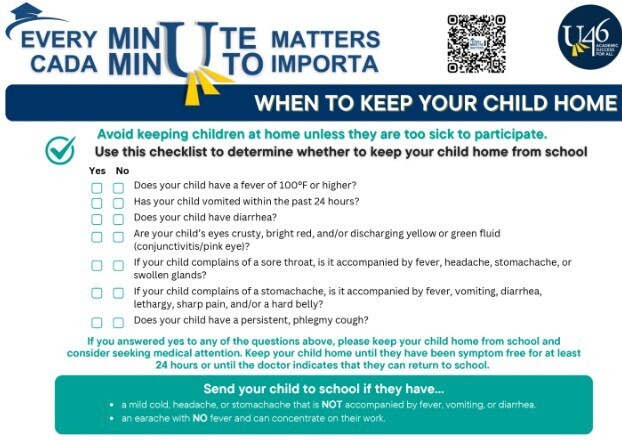 when to keep your child home from school.  fever, vomit, diarrhea, pink eye....