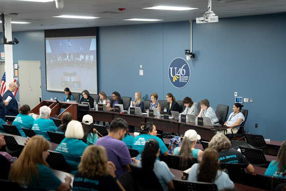 U-46 Board of Education Members at a Board meeting
