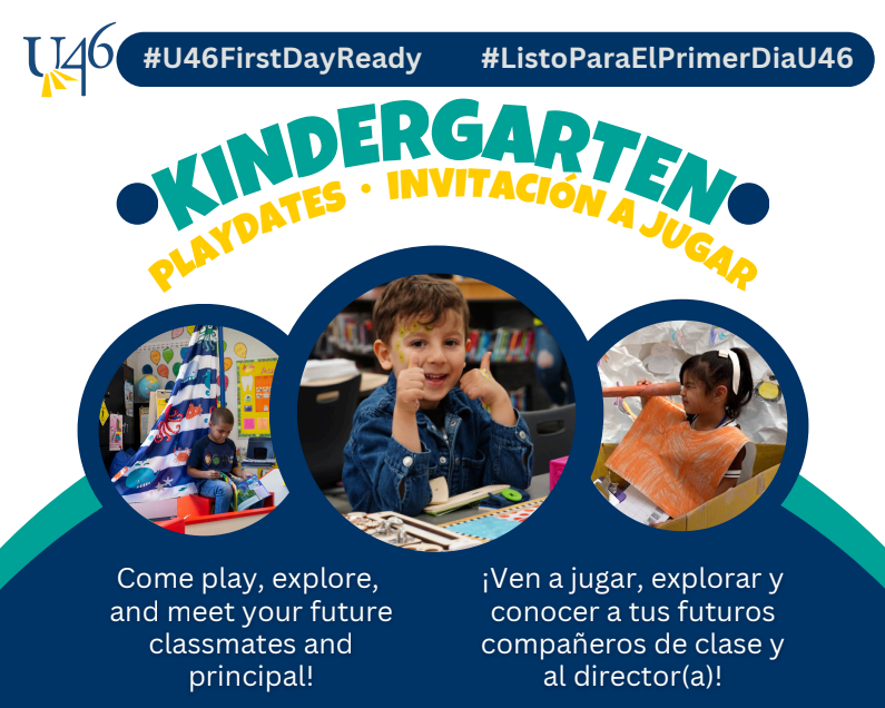 Poster with three images: a boy smiling, a girl, and a boy reading. Text in two languages.