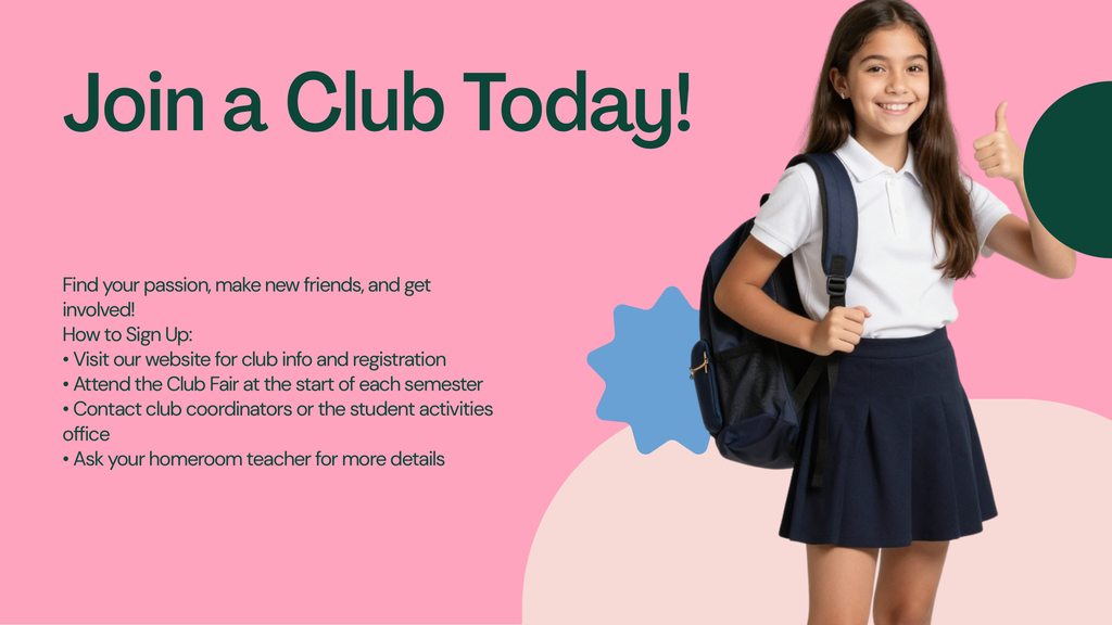 Join a Club Today with image of student.