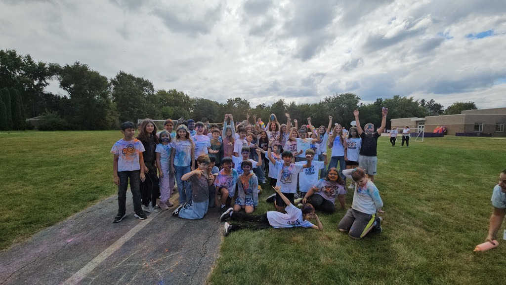 the 5th grade class with the principal at walk a thon