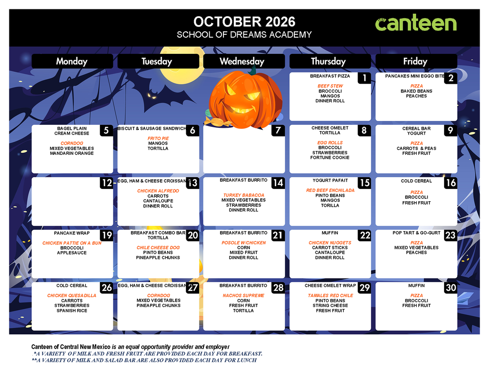 October Menu