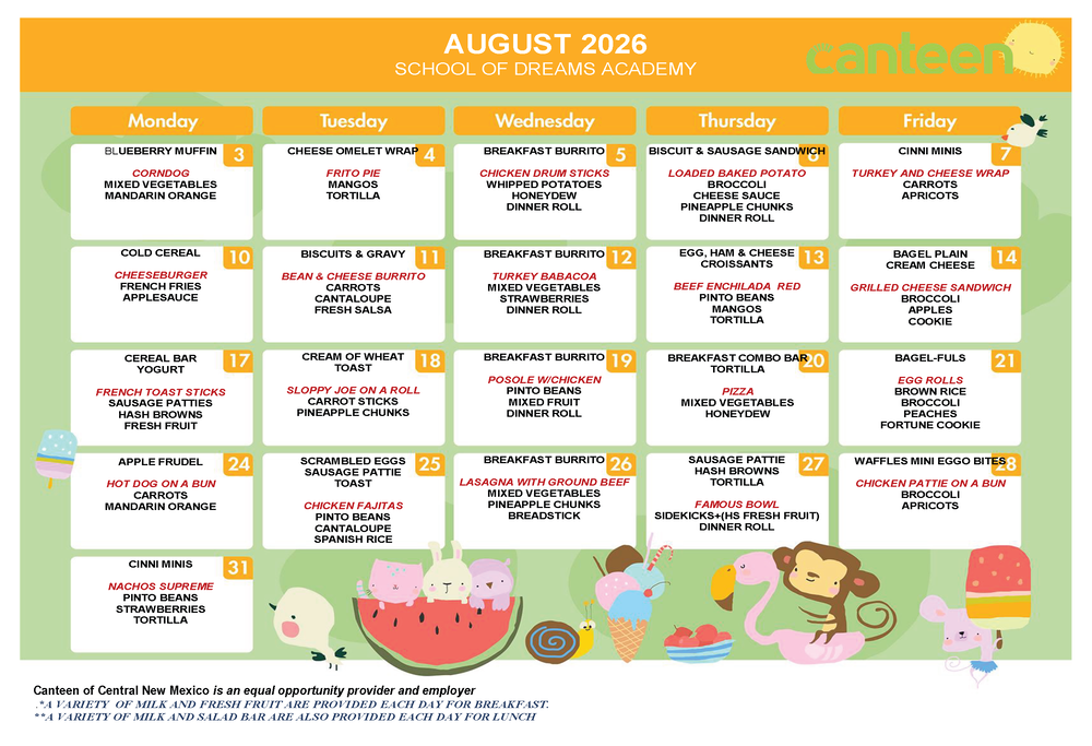 August Menu