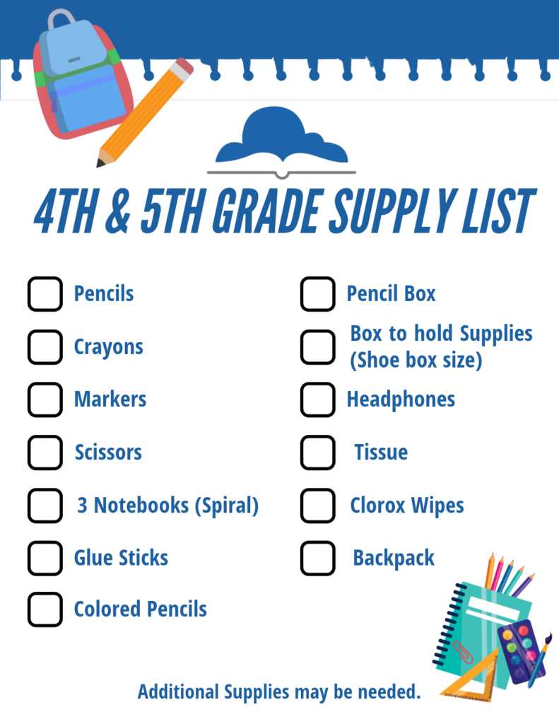 4th & 5th Grade Supply Lists