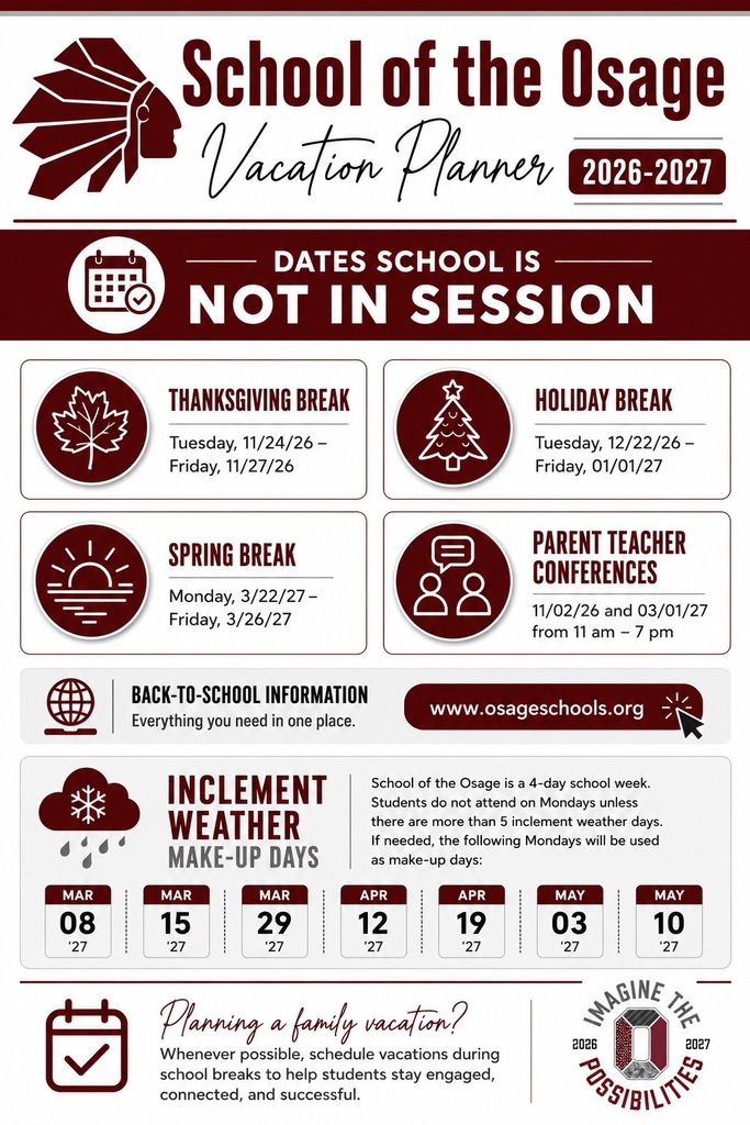 School of the Osage Vacation Planner