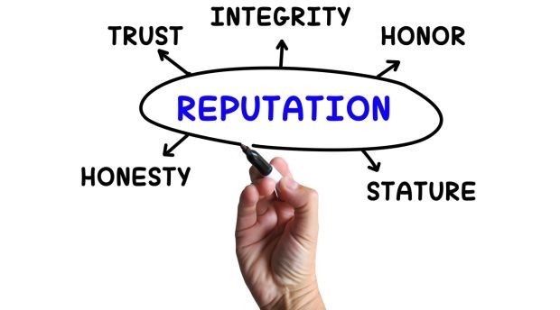 Reputation circled by the traits of Honesty, trust, integrity, honor, and stature.
