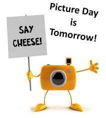 Picture day tomorrow (a camera holding a sign saying "say cheese").