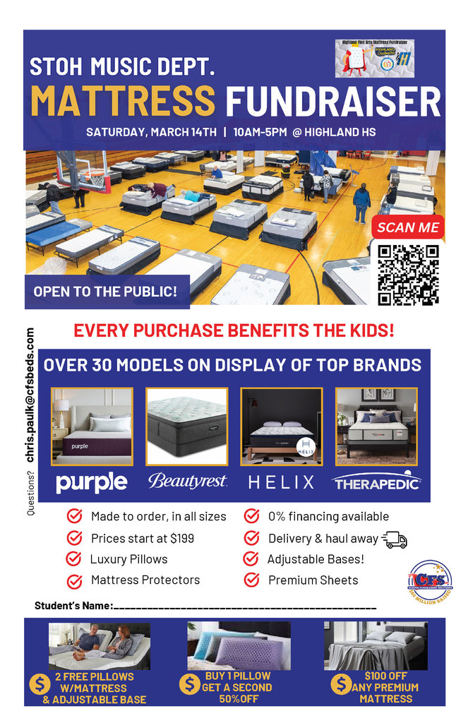 STOH Music Dept Mattress Fundraiser