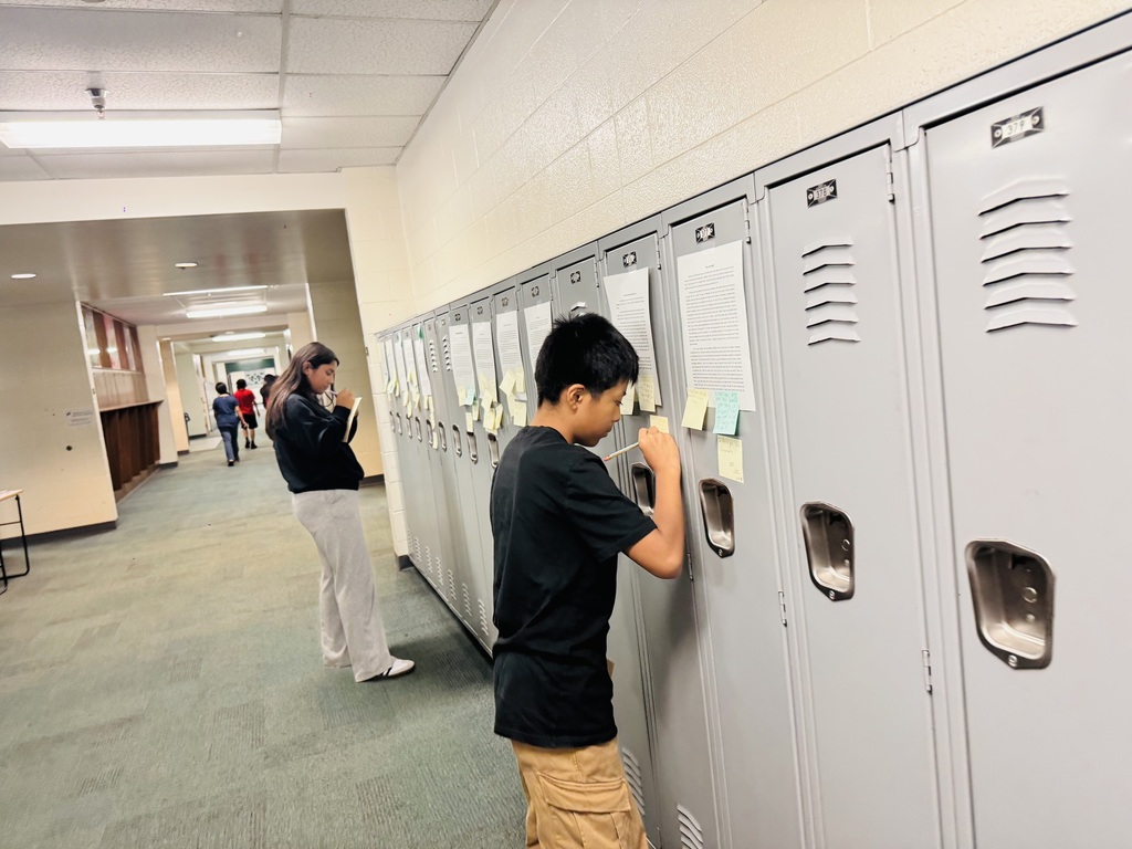 Our 6th graders took pride in sharing their personal narratives through Locker Publishing Walk with Mrs. Arriola’s Writing class! 🚶♀️📖 Every locker told a story worth reading! 💫 #6thGradeWriters #LockerPublishingWalk #YoungAuthors