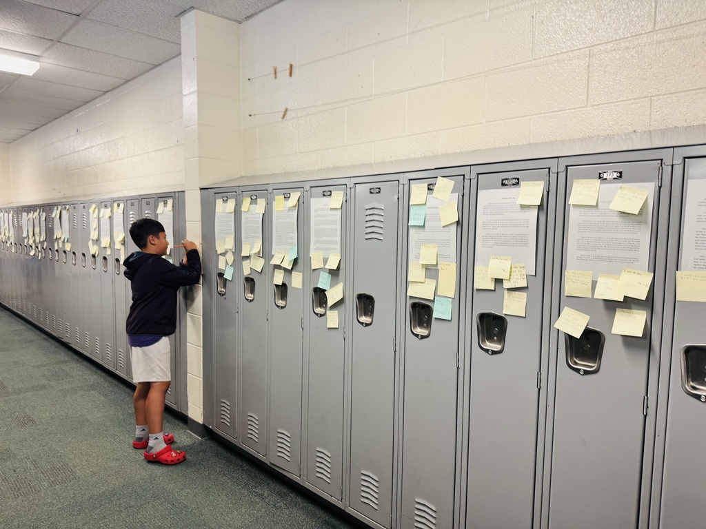 Our 6th graders took pride in sharing their personal narratives through Locker Publishing Walk with Mrs. Arriola’s Writing class! 🚶♀️📖 Every locker told a story worth reading! 💫 #6thGradeWriters #LockerPublishingWalk #YoungAuthors