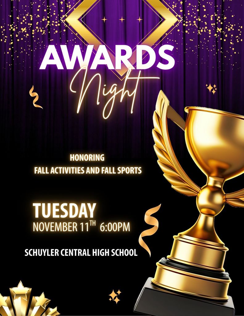 Purple and Gold Modern Glamorous Celebration Event Neon Awards Night Flyer