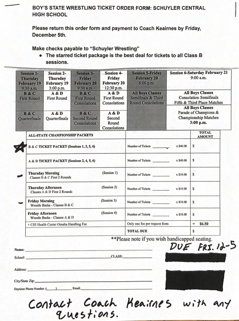 State Wrestling Order