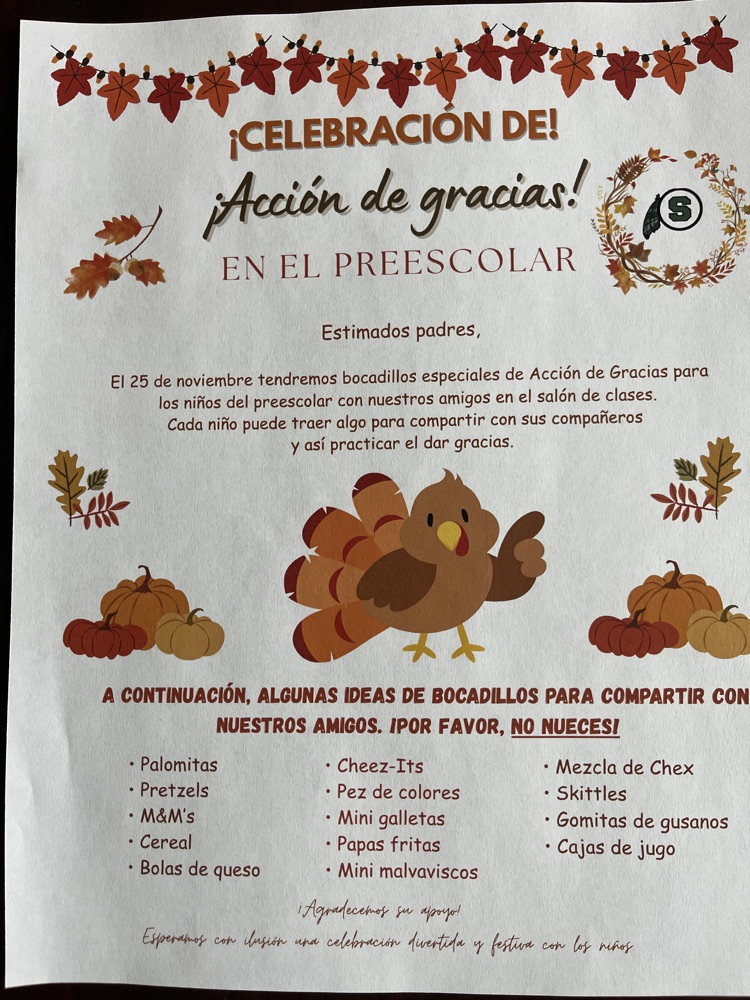 celebración de Acción de Gracias !