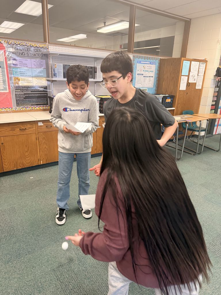 🎯🤝 Warrior Time Fun! 6th graders with Mrs. Arriola had a blast guiding a ball through a paper pipe and aiming it into the bin—no drops allowed! Great teamwork in action.