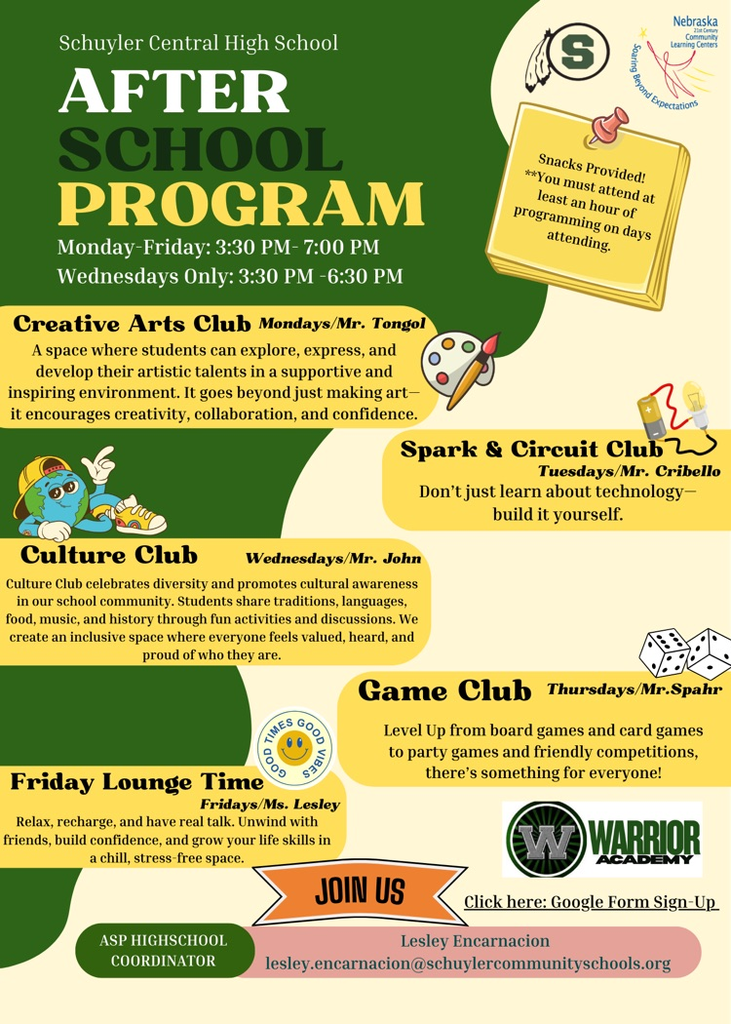 We are excited to announce that Quarter 4 Afterschool Clubs are starting soon! Our program offers a fun, safe, and welcoming space for high school students to connect, learn new skills and build friendships after school! 