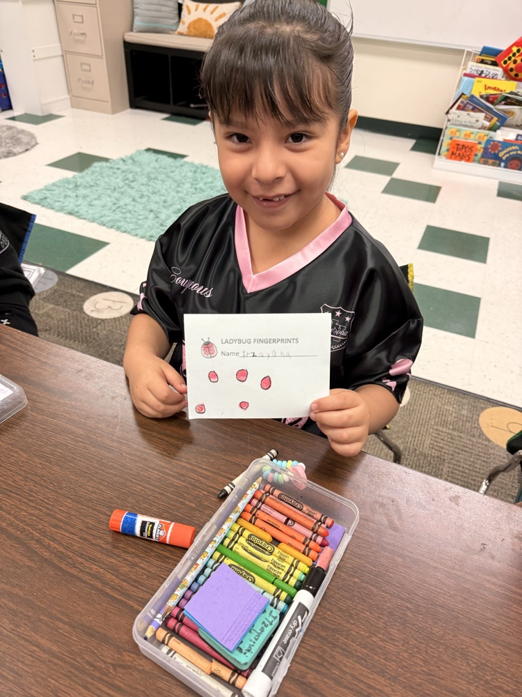 Kindergarten students learned about the life cycle of ladybugs today. They listened to a story and then created ladybug fingerprints. 🐞