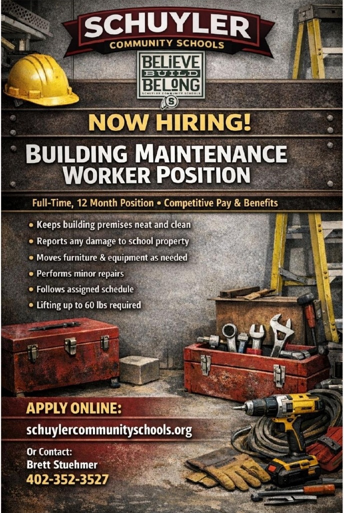SCS is hiring a building maintenance worker
