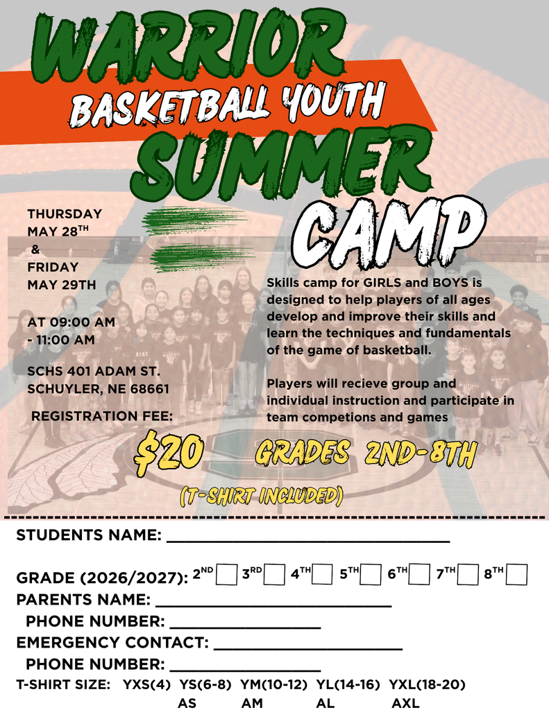 Warrior Youth Basketball Camp Form