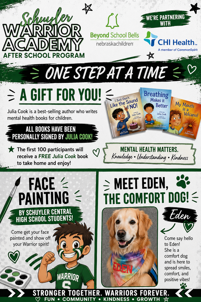 Post that shares about the activity, face painting, comfort dog and free books