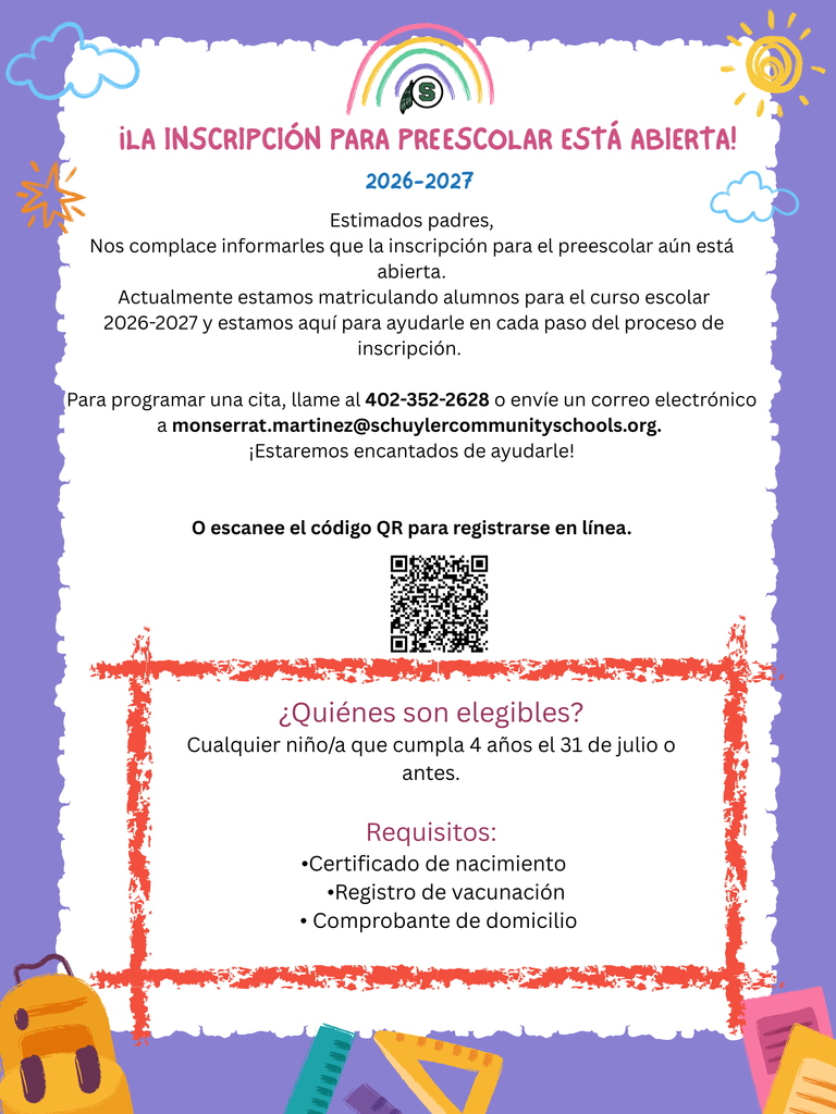 Preschool registration flayer
