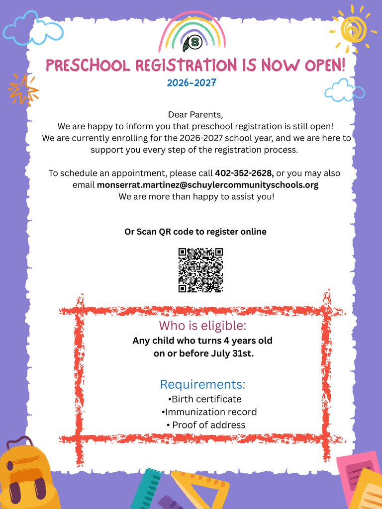 Preschool registration flayer