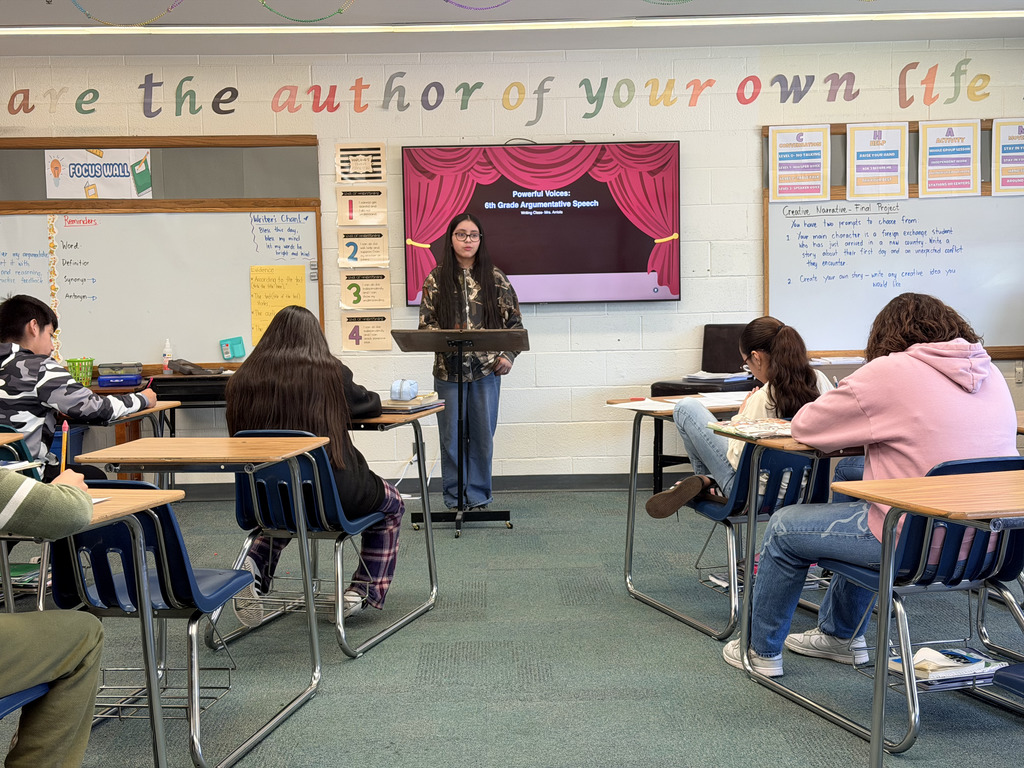6th graders presenting powerful argumentative speeches with confidence and strong reasoning.