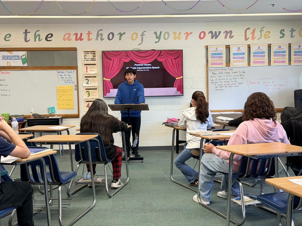 6th graders presenting powerful argumentative speeches with confidence and strong reasoning.