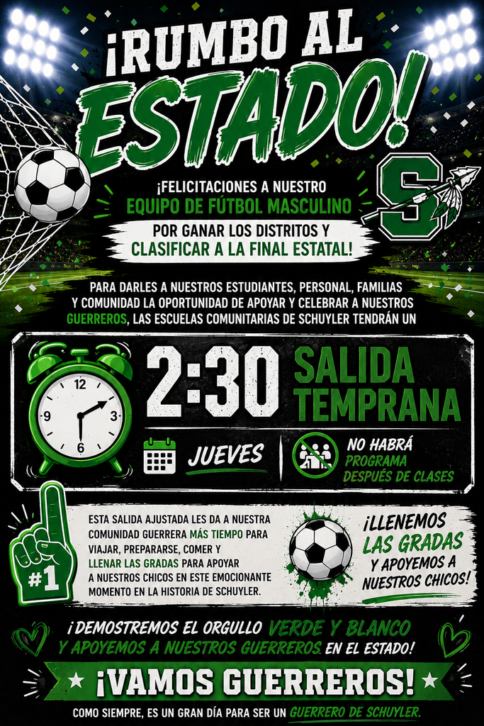 Boys state soccer announcement in spanish
