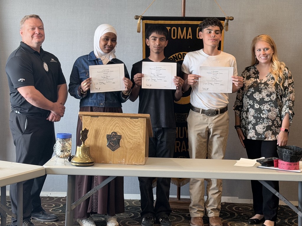The three Sertoma Essay winners displaying their certificates at the Sertoma Luncheon