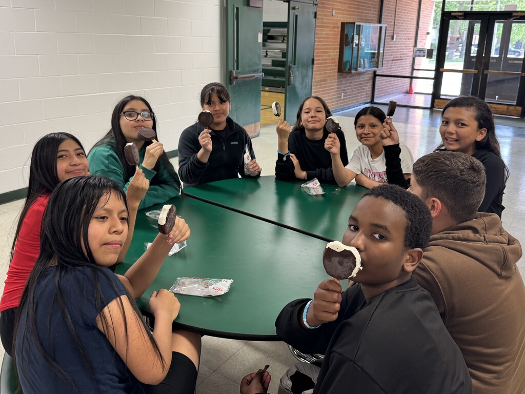 Students eating ice cream to celebrate MAPS incentive.