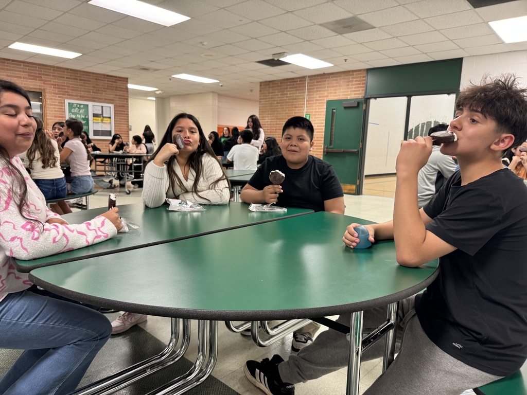 Students eating ice cream to celebrate MAPS incentive.