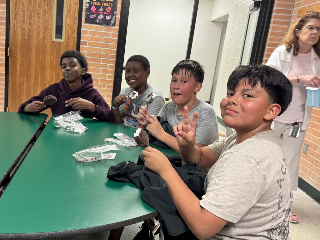 Students eating ice cream to celebrate MAPS incentive.