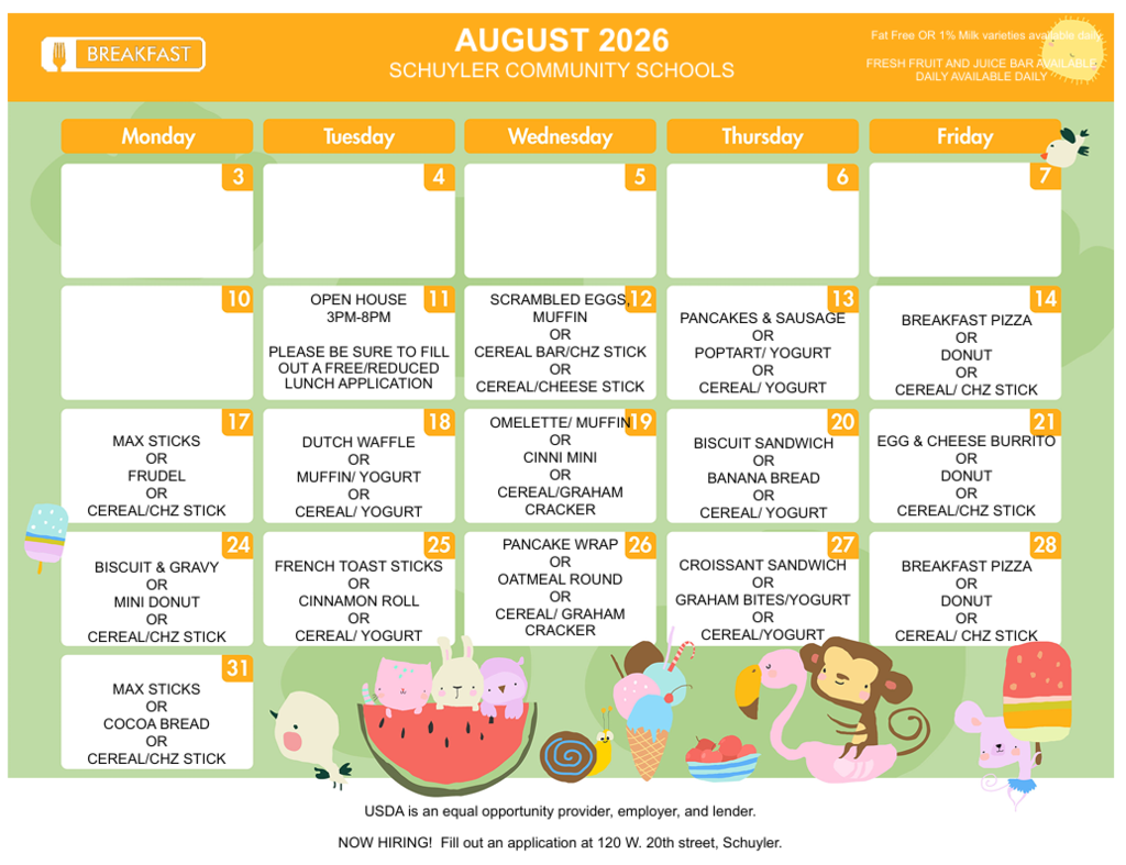 august breakfast menu