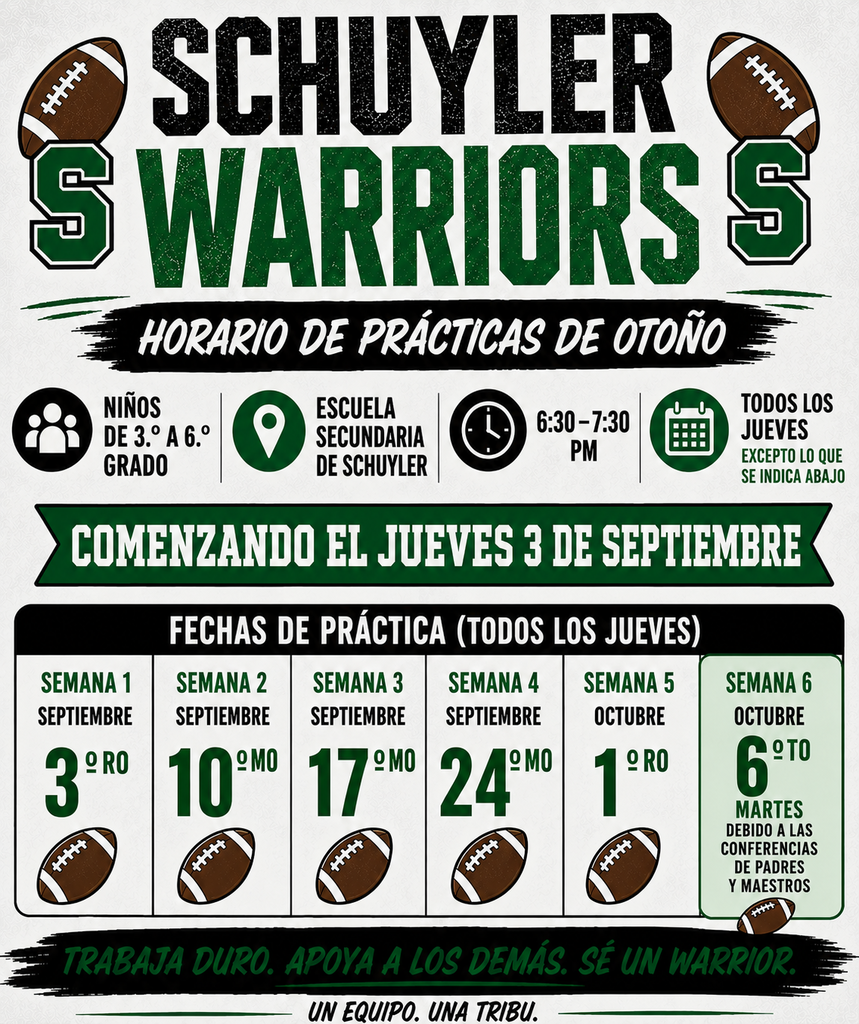 youth football schedule