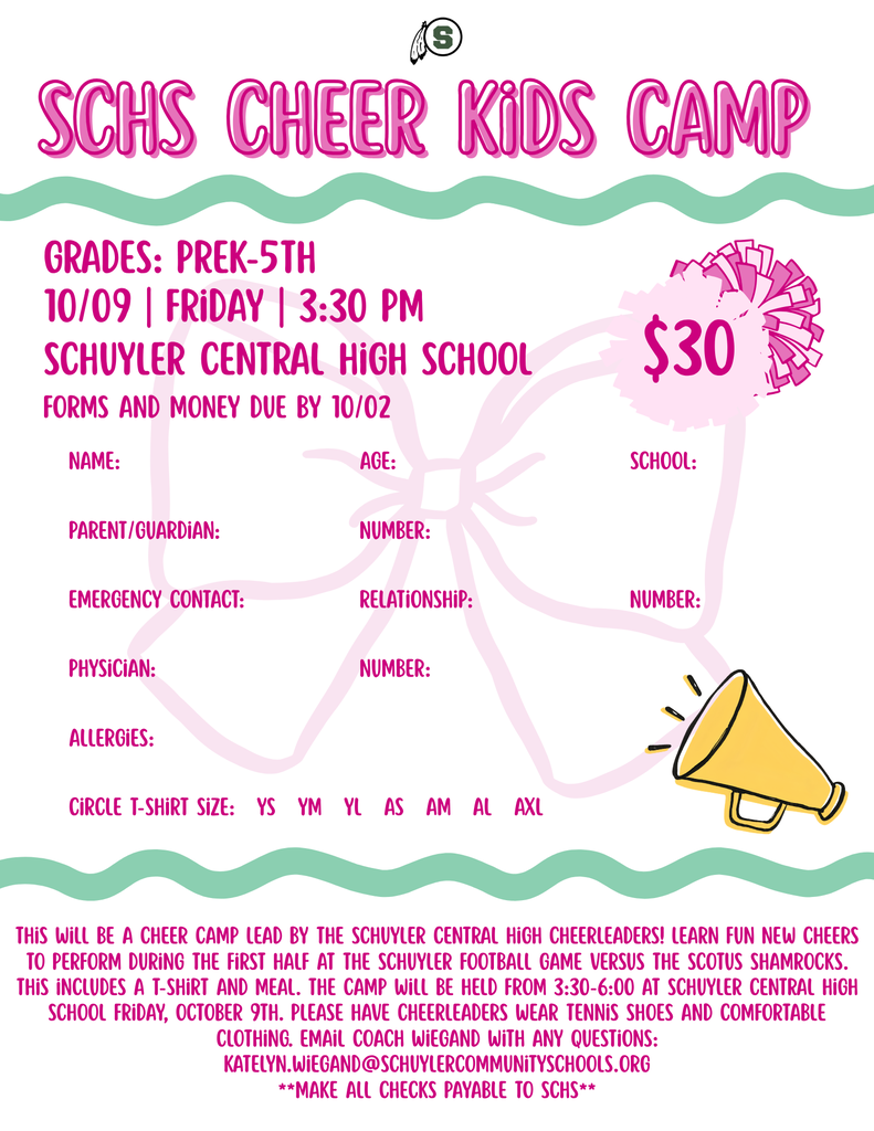 Flyer for kids cheer camp