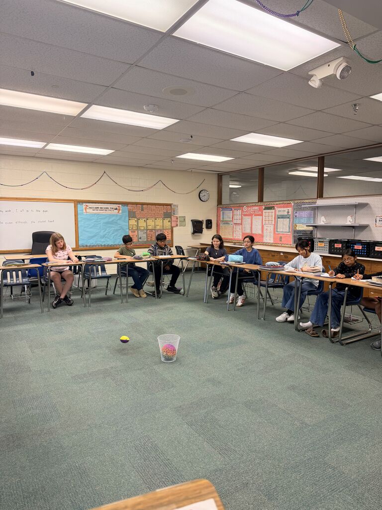6th grade writing class— Who says reviewing can’t be fun? Answer it correctly? Shoot the ball! 🏀 